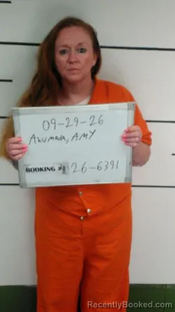 Mugshot of Amy Estelle Ahumada booked in Sebastian County, Arkansas on September 29, 2026