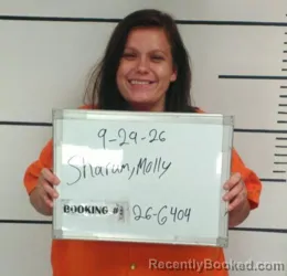 Mugshot of Molley Elizabeth Sharum booked in Sebastian County, Arkansas on September 29, 2026