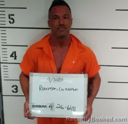 Mugshot of Christopher Bart Robertson booked in Sebastian County, Arkansas on September 30, 2026
