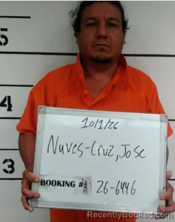 Mugshot of Jose Naves-Cruz booked in Sebastian County, Arkansas on October 1, 2026