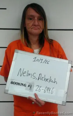 Mugshot of Rebekah Lynn Nelms booked in Sebastian County, Arkansas on October 1, 2026