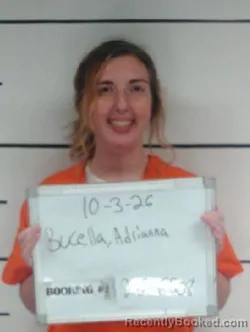 Mugshot of Adrianna Ranelle Bucella booked in Sebastian County, Arkansas on October 3, 2026