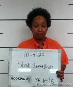 Mugshot of Shanikka Danielle Shade booked in Sebastian County, Arkansas on October 4, 2026
