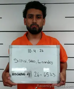 Mugshot of Lizandro Salas-Saldivar booked in Sebastian County, Arkansas on October 4, 2026