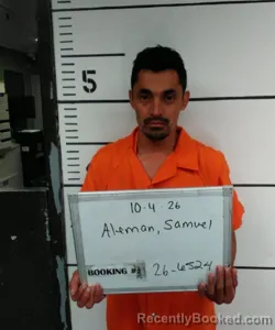 Mugshot of Samuel Aleman booked in Sebastian County, Arkansas on October 4, 2026