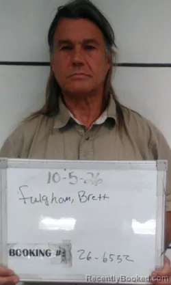 Mugshot of Brett Leon Fulgham booked in Sebastian County, Arkansas on October 5, 2026