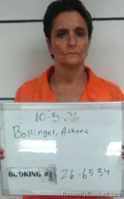 Mugshot of Athena Nicole Bollinger booked in Sebastian County, Arkansas on October 5, 2026