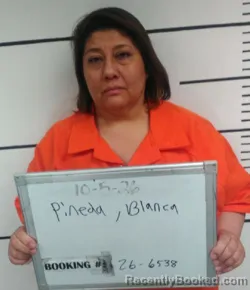 Mugshot of Blanca Pineda booked in Sebastian County, Arkansas on October 5, 2026