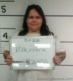 Mugshot of Victoria Jacqlyn Volk booked in Sebastian County, Arkansas on October 6, 2026