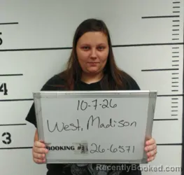 Mugshot of Madison Renee West booked in Sebastian County, Arkansas on October 7, 2026