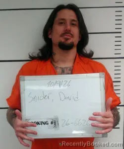 Mugshot of David Daniel Snider booked in Sebastian County, Arkansas on October 9, 2026