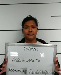 Mugshot of Maria Jesus Andrade booked in Sebastian County, Arkansas on October 12, 2026