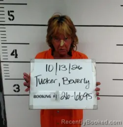 Mugshot of Beverly Dianne Tucker booked in Sebastian County, Arkansas on October 12, 2026