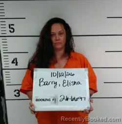 Mugshot of Elisha Sherelene Barry booked in Sebastian County, Arkansas on October 12, 2026