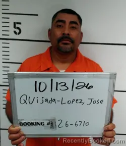Mugshot of Jose Luis Quijada-Lopez booked in Sebastian County, Arkansas on October 13, 2026
