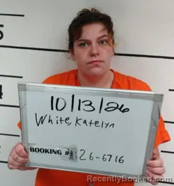 Mugshot of Katelyn Mckenzie White booked in Sebastian County, Arkansas on October 13, 2026