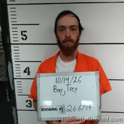 Mugshot of Trey Wesley Bay booked in Sebastian County, Arkansas on October 14, 2026