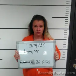 Mugshot of Amy Alyssa Lindsey booked in Sebastian County, Arkansas on October 14, 2026