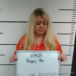 Mugshot of Amy Kathleen Burger booked in Sebastian County, Arkansas on October 14, 2026