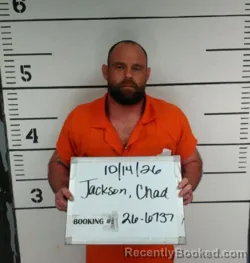 Mugshot of Chad Wayne Jackson booked in Sebastian County, Arkansas on October 14, 2026