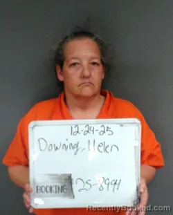 Mugshot of Helen Pauline Downing booked in Sebastian County, Arkansas on October 14, 2026