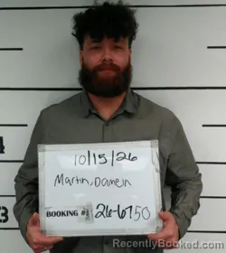Mugshot of Damein Deshane Martin booked in Sebastian County, Arkansas on October 15, 2026