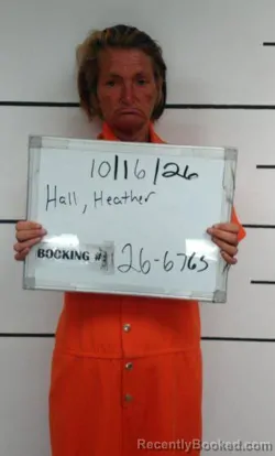 Mugshot of Heather Ladawn Hall booked in Sebastian County, Arkansas on October 16, 2026