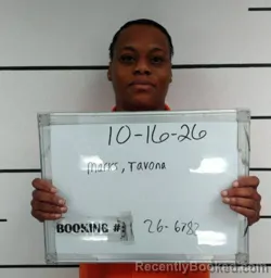 Mugshot of Tavona Michelle Marks booked in Sebastian County, Arkansas on October 16, 2026