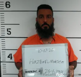 Mugshot of Mohsen Hazbavi booked in Sebastian County, Arkansas on October 17, 2026