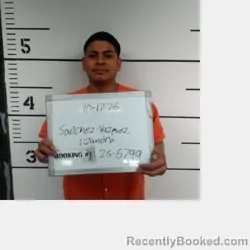Mugshot of Lizandro Sanchez-Vazquez booked in Sebastian County, Arkansas on October 17, 2026
