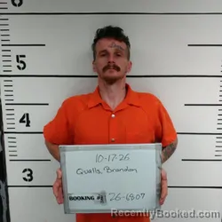 Mugshot of Brandon E. Odell Qualls booked in Sebastian County, Arkansas on October 17, 2026