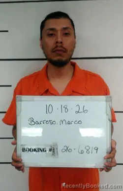Mugshot of Marco Antonio Barroso booked in Sebastian County, Arkansas on October 18, 2026