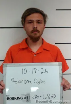 Mugshot of Dylan Ray Robinson booked in Sebastian County, Arkansas on October 18, 2026
