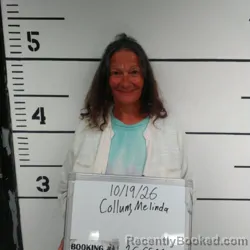 Mugshot of Melinda Sue Collum booked in Sebastian County, Arkansas on October 19, 2026