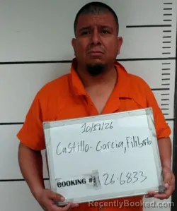 Mugshot of Filiberto Castillo-Garcia booked in Sebastian County, Arkansas on October 19, 2026