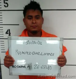 Mugshot of Lorenzo Ramirez-Diaz booked in Sebastian County, Arkansas on October 19, 2026