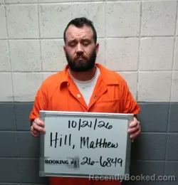 Mugshot of Matthew Jacob Hill booked in Sebastian County, Arkansas on October 20, 2026