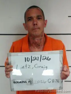Mugshot of Graig Burton Junior Lintz booked in Sebastian County, Arkansas on October 21, 2026