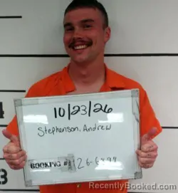 Mugshot of Andrew Joseph Stephenson booked in Sebastian County, Arkansas on October 22, 2026