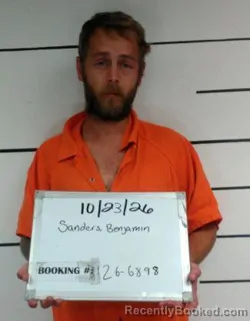 Mugshot of Benjamin Seth Sanders booked in Sebastian County, Arkansas on October 22, 2026