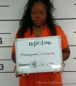 Mugshot of Adrianna Jackia Montgomery booked in Sebastian County, Arkansas on October 23, 2026