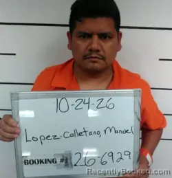 Mugshot of Manuel Lopez-Calletano booked in Sebastian County, Arkansas on October 24, 2026