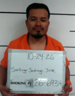 Mugshot of Jose Santiago-Santiago booked in Sebastian County, Arkansas on October 24, 2026