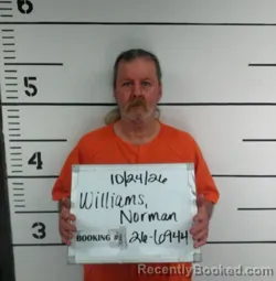 Mugshot of Norman Paul Williams booked in Sebastian County, Arkansas on October 24, 2026