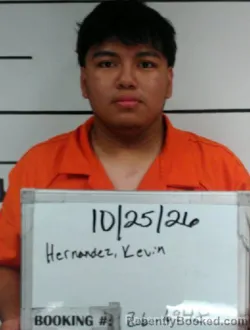 Mugshot of Kevin Alejandro Hernandez booked in Sebastian County, Arkansas on October 24, 2026