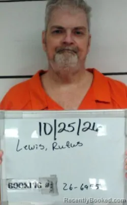 Mugshot of Rufus Andrew Lewis booked in Sebastian County, Arkansas on October 25, 2026