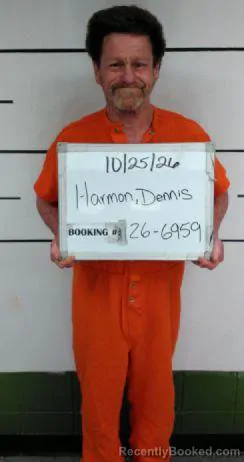 Mugshot of Dennis Gerald Harmon booked in Sebastian County, Arkansas on October 25, 2026