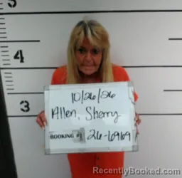 Mugshot of Sherry Annette Allen booked in Sebastian County, Arkansas on October 25, 2026