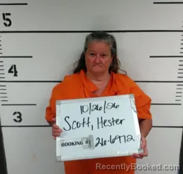 Mugshot of Hester Jean Scott booked in Sebastian County, Arkansas on October 26, 2026