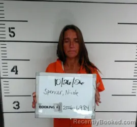 Mugshot of Nicole Lee Spencer booked in Sebastian County, Arkansas on October 26, 2026